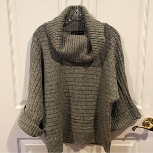Jones New York cowl neck draped cotton/wool blend textured knit sweater.
